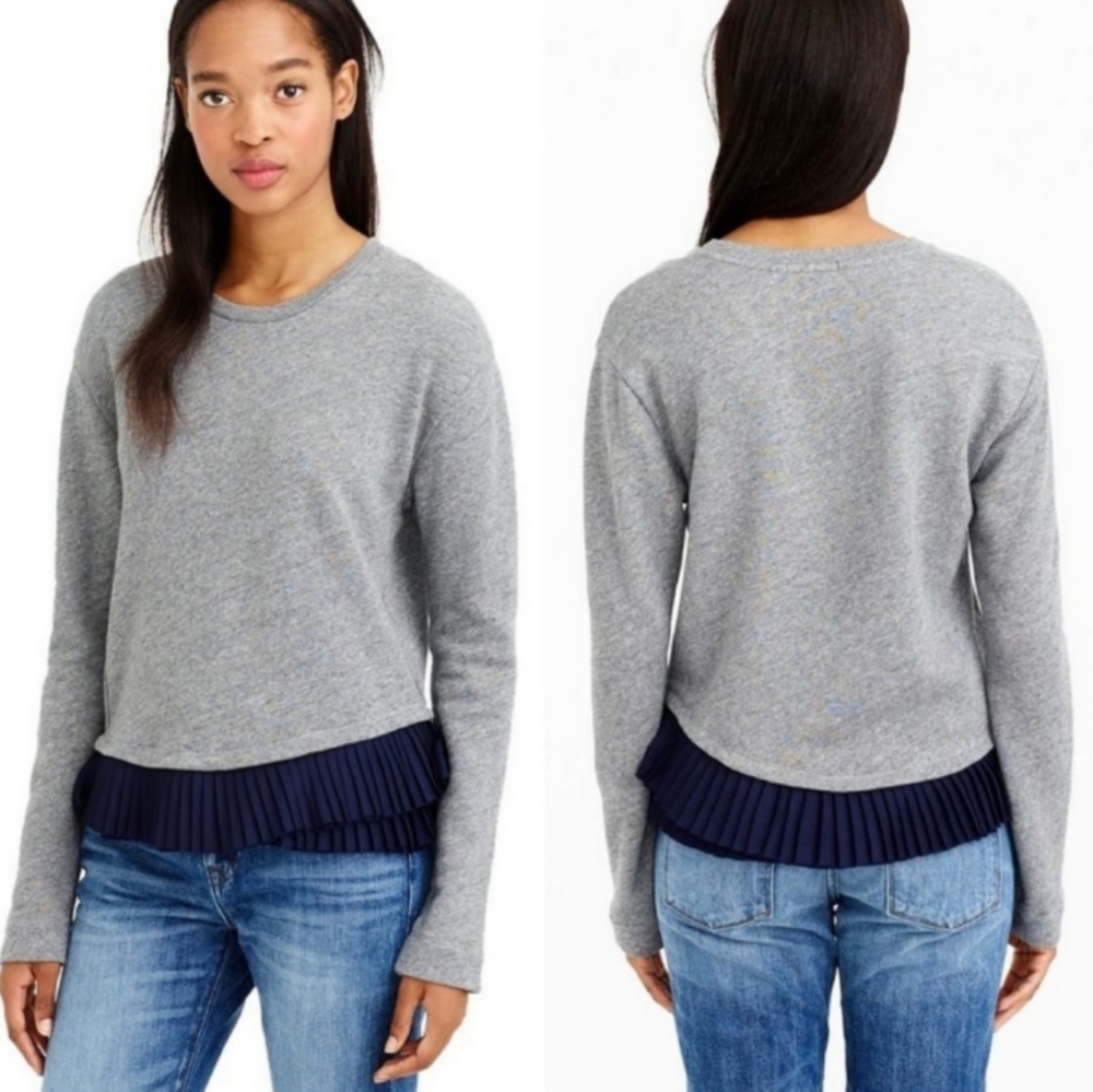 J. CREW | gray sweatshirt with navy ruffle | S